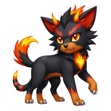Cool edgy Torracat-Houndour-Litten-Digimon, full body sticker