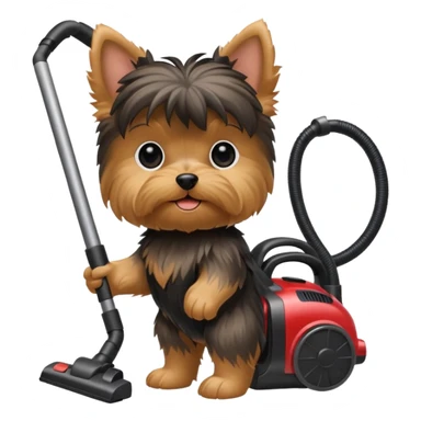 Yorkie dog with a vaccum sticker