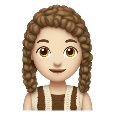 A young woman with pale skin and brown hair doing crochet  sticker