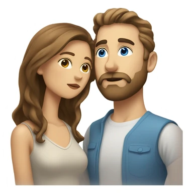 White bearded man with blue eyes kissing tan woman with brown hair sticker
