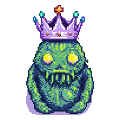 slime monster pixel art with a crown sticker