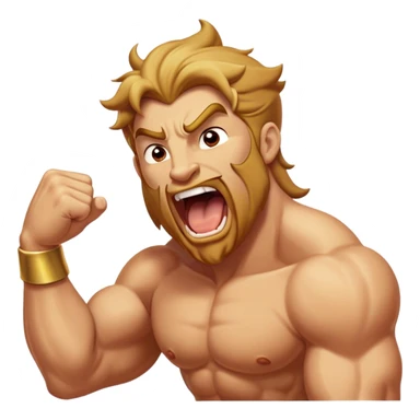 Cinematic Realistic Hercules Portrait, head tilted slightly with a dramatic, wide-open yawn, revealing a moment of relaxed strength. The lifelike textures of his powerful form and subtle, sunlit highlights emphasize his heroic presence even in a state of casual repose. sticker