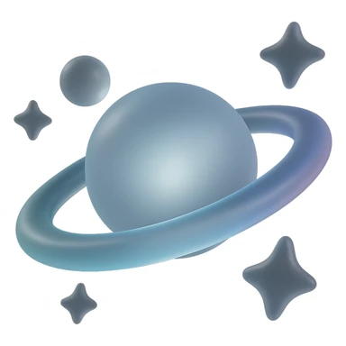 Add a moon orbiting Saturn in matte glass style, with no background. sticker