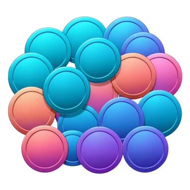 Many Coins pack 
in gradient of turquoise, blue, pink, purple, and coral
 sticker