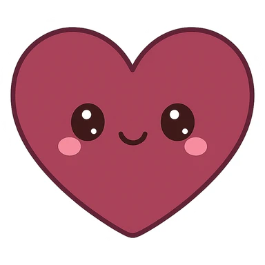 a heart in burgundy color, kawaii style sticker