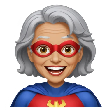 Laughing crazily elderly superwoman sticker