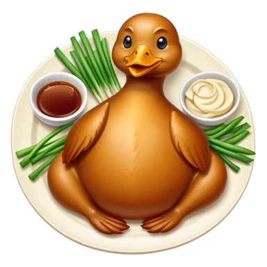 Peking duck, crispy golden skin, Chinese cuisine, emoji style sticker