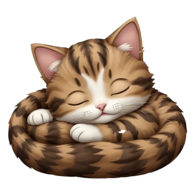 dark brown tabby and white kitten in funny positions with eyes closed sticker