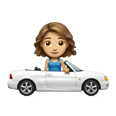 Brown hair Caucasian girl in a white car sticker