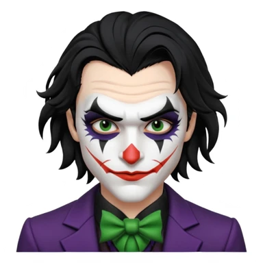 man with black hair black and white joker makeup black clothes sticker