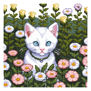 Kitten smells flowers sticker