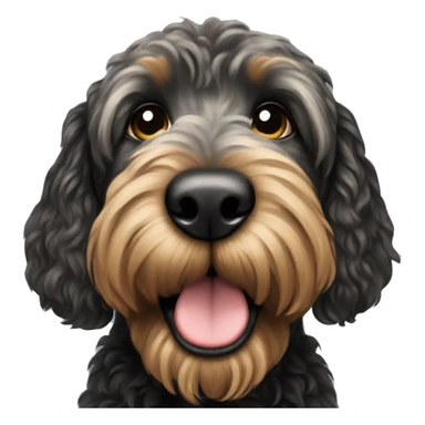 Black golden doodle dog sticker