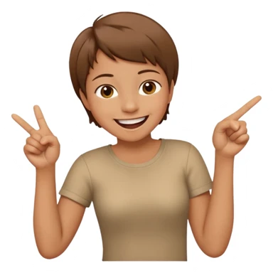 A person laughing with one hand pointing straight and one hand on his stomach sticker