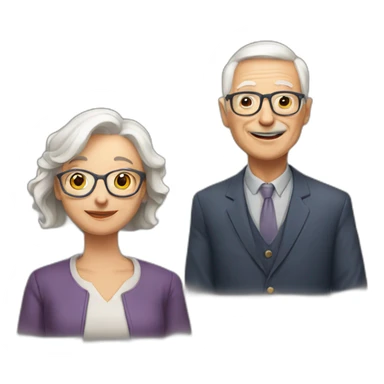 Old classmates together with older teacher sticker