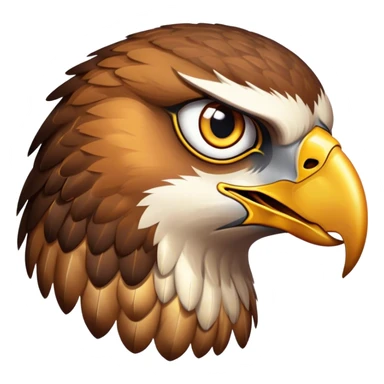 Cinematic Noble Hawk Portrait Emoji, Poised and regal, with a sturdy, agile build, a sharp, hooked beak, and intense, focused eyes that exude predatory precision, Simplified yet sharp and sophisticated features, highly detailed, glowing with a soft, golden glow, high shine, intelligent and vigilant, stylized with an air of aerial mastery, focused and determined, soft glowing outline, capturing the essence of a watchful and confident hawk that appears ready to soar out of the screen with effortless authority! sticker