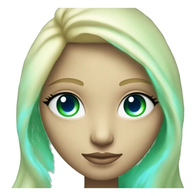 nordic pleiadian in green clothing with thin face long blonde hair and blue eyes third eye glowing sticker