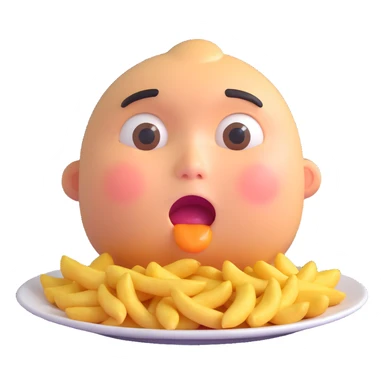 exaggerated hungry face, cheeks sucked in, eyes fixed on food, strong expression of craving sticker