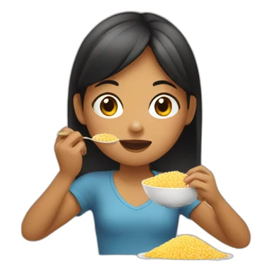 girl eating rice sticker