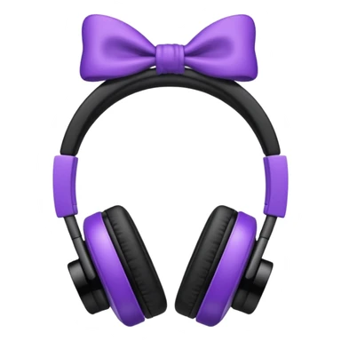 apple headphoness with bow on the right side black and purple  sticker