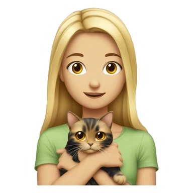 blonde girl holding tortoiseshell cat sticker
