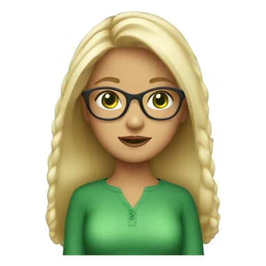 Blonde girl wearing glasses with green eyes sticker