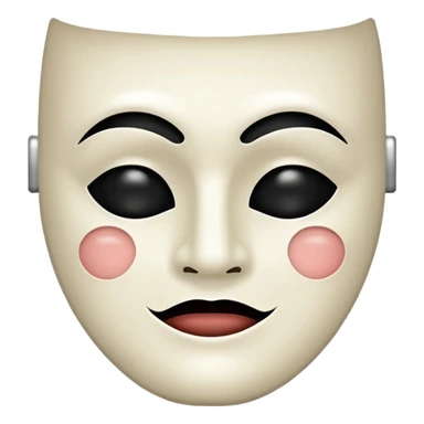 Half happy half sad face, split down middle half smile half frown on white theater mask, black mouth black eyes sticker