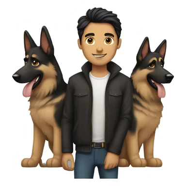 Dark hair man with German shepherd  sticker