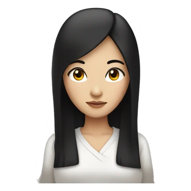 a chinese woman with straight long black hair and black eyes sticker