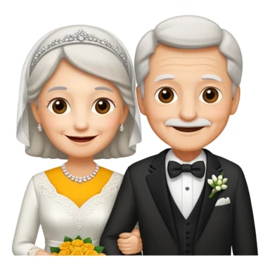 old couple in wedding setup sticker