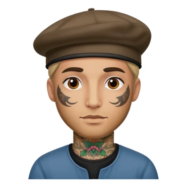 man with tattooed faces wearing berets sticker