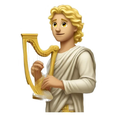 Apollo god. Calm face Holding a lyre with Blonde hair sticker
