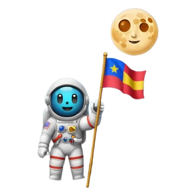 На фоне космоса луна а на ней флаг и написано "Ьфоуыешс " sticker