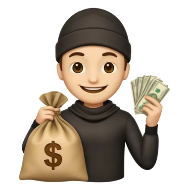 Robber emoji holding a bag of money sticker