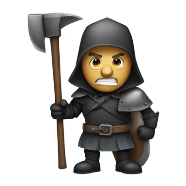 executioner with an axe on his shoulder in cartoon style without background sticker