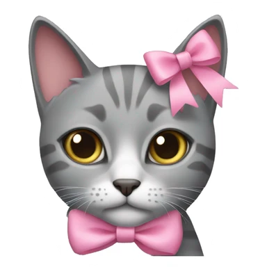 grey cat with pink bow sticker