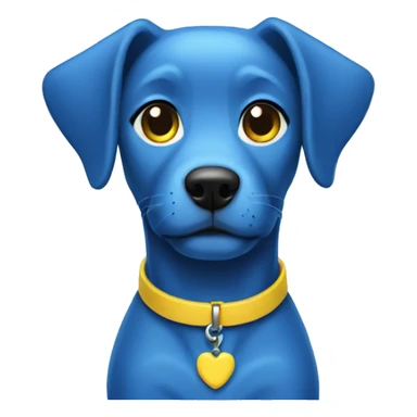  blue female dog with yellow collar sticker