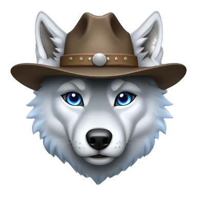 Wolf with cowboy hat Gray With white Lightsaber Blue eyes  sticker