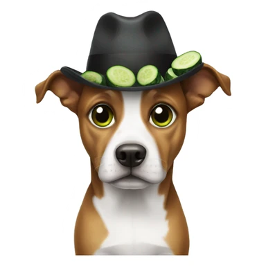 Dog that has cucumber eyes with hat sticker