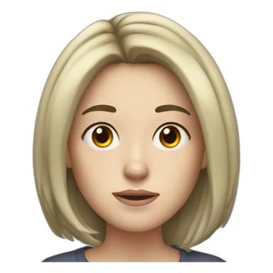 young white woman with mid length black hair, freckles and tired sticker