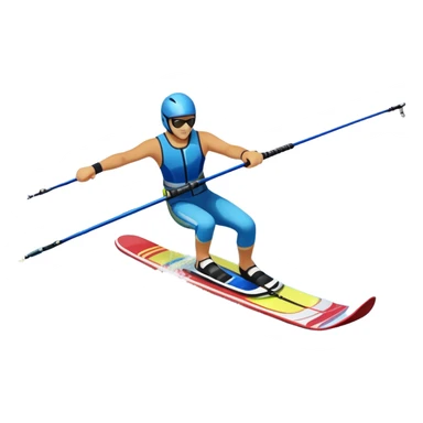 An icon featuring a close-up collage of water skis, splashing water across the surface. The design highlights the motion of the skis cutting through the water. Transparent background emphasizes the thrill of water skiing. sticker