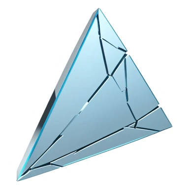 broken mirror shard emoji, sharp chrome edges, high contrast reflections, futuristic minimal 3D style, isolated on white sticker