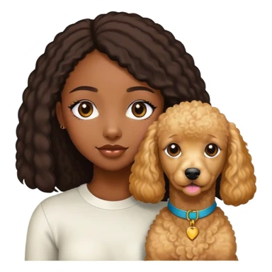 Black straight hair girl wiht golden pudel dog sticker