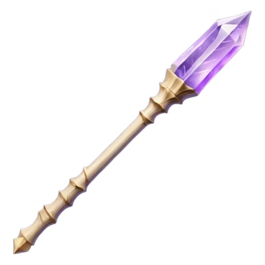 Wand with Heartwood of Silver Birch, 12.5 inches long, Medium flexibility, Tip Inlay: small amethyst hexagonal shard, Finish: whitewood core, giving the wand a soft, moonlit glow in dim light. sticker