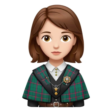 female with scottish attaire and brown hair sticker