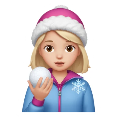 kid girl with sweated holding snowball sticker