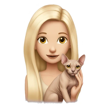 Girl blonde long hair holding sphynx sticker