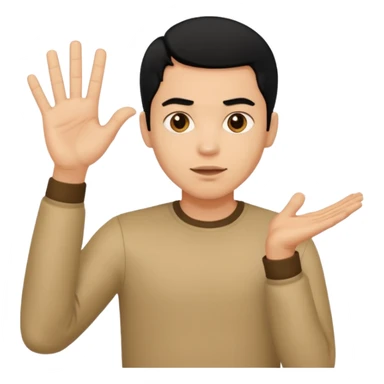 light skin black hair man gesturing no sticker