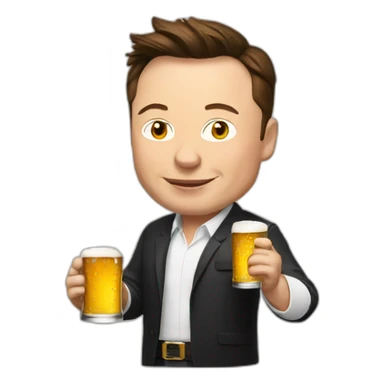 Elon Musk with beer sticker
