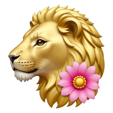 Löwe mit Pinke Blume auf dem Kopf  sticker