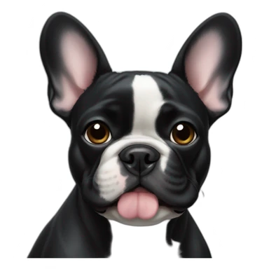 Black French bulldog with a little bit of white in his neck sticker